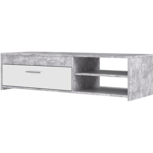 Mobile TV PILVI Contemporary - Cemento bianco e grigio chiaro - L 120 x P 42,1 x H 31,8 cm