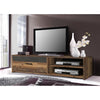 Mobile TV 1 cassetto 2 nicchie - Decoro legno vecchio e cemento grigio scuro - L 120 x P 42,1 x H 31,8 cm - PACO