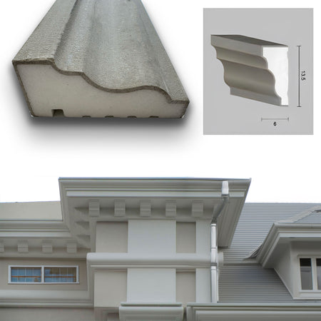 €13,99ml *** STOCK ***. Pacco da 20ml di cornice decorativa in XPS Resinata per esterno 13,5x6x200cm PD079 - Eternal Parquet