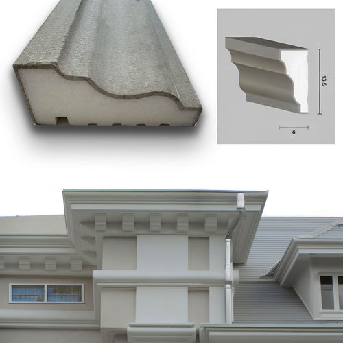 €13,99ml *** STOCK ***. Pacco da 20ml di cornice decorativa in XPS Resinata per esterno 13,5x6x200cm PD079 - Eternal Parquet