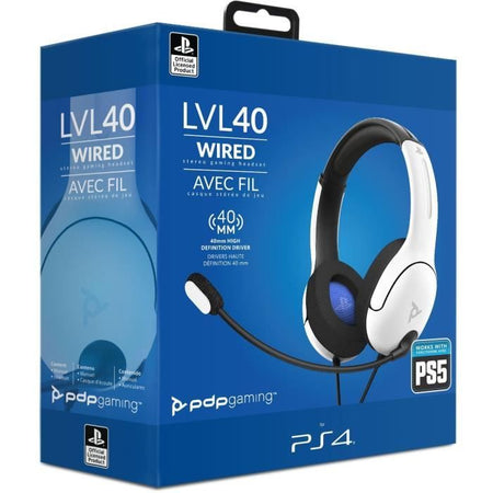 PDP - Cuffie da gioco cablate LVL40 per PS4 e PS5 - Bianche