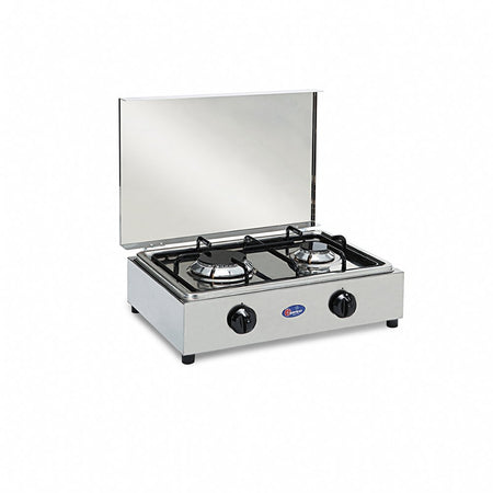 CFParker Fornello a Gas 2 Fuochi Gpl / Metano acciaio inox mod. FO200ACCGP