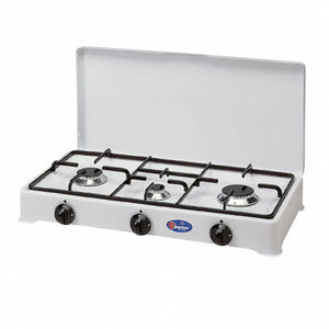 Fornello a gas da campeggio 3 fuochi "Parker" fiamma regolabile "Made in Italy"