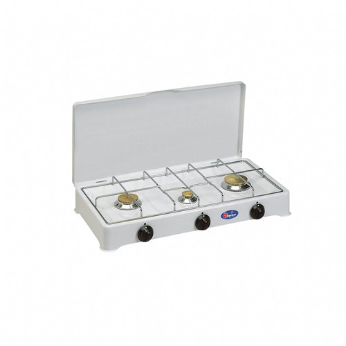 CFParker Fornello a Gas 3 Fuochi Gpl / Metano con Valvola di Sicurezza mod. 5328S