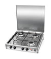 CFParker Fornello Cucina a Gas Gpl / Metano 4 Fuochi Doppia Corona Acciaio Inox con Mobile Portabombola Grigio Grafite mod. 541ACCGP/C