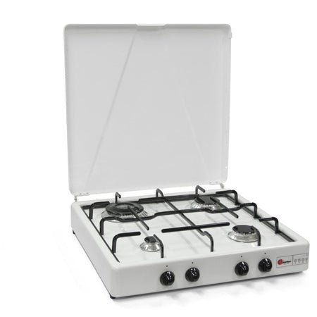 CFParker Fornello Cucina a Gas Gpl / Metano 4 Fuochi Bruciatore da 3,5 Kw con Mobile Portabombola e Valvola di Sicurezza - 541GPS/C