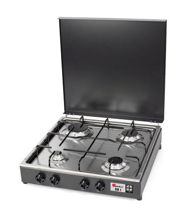CFParker Fornello a Gas 4 Fuochi Gpl / Metano Grigio Grafite e Piano Acciaio Inox mod. 542GSPGP