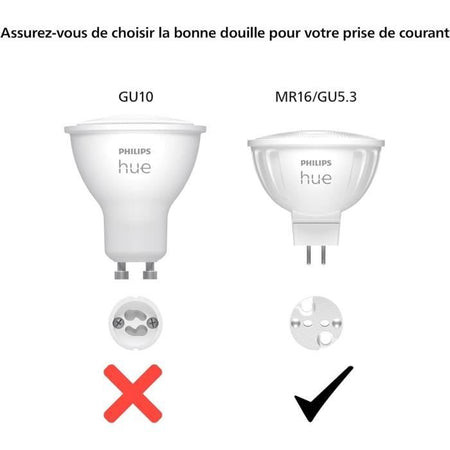 Lampadina connessa - PHILIPS HUE - MR16 - Luce bianca e colorata - Compatibile con Bluetooth - Funziona con app e voce