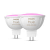 Lampadina connessa - PHILIPS HUE - MR16 - Luce bianca e colorata - Compatibile con Bluetooth - Confezione da 2 - Funziona con app e comando vocale
