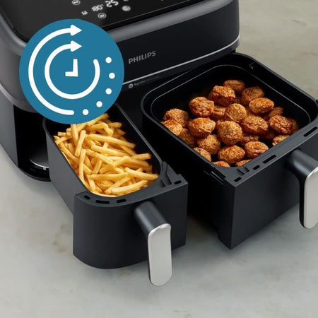 AirFryer - PHILIPS - NA351/00 - Acciaio inossidabile - 9,0 L - Doppia vasca - 38,25 x 44,39 x 31,42 cm