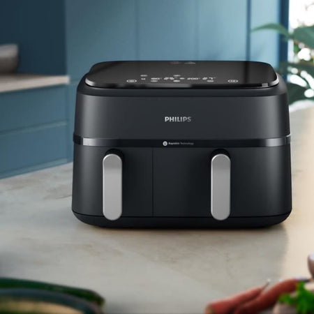 AirFryer - PHILIPS - NA351/00 - Acciaio inossidabile - 9,0 L - Doppia vasca - 38,25 x 44,39 x 31,42 cm