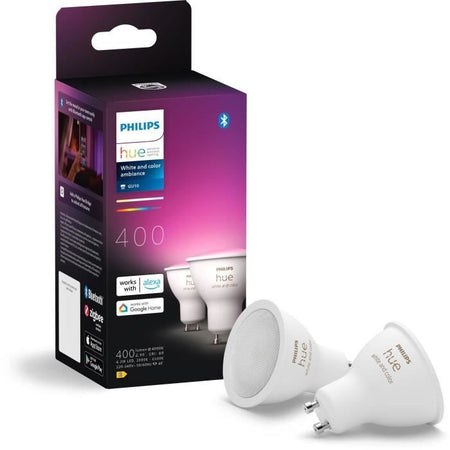 Lampadine LED connesse del marchio PHILIPS, che offrono luminosità regolabile e un'ampia gamma di colori.