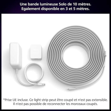 Striscia LED Philips Hue da 10 m con controllo del colore e della luminosità.