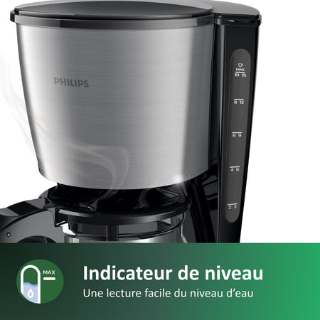 Caffettiera a filtro PHILIPS Daily HD7462 / 20 - Nera e acciaio inox
