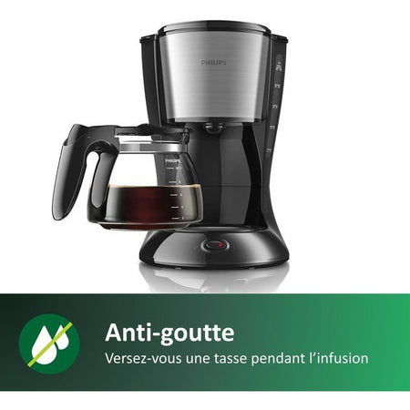 Caffettiera a filtro PHILIPS Daily HD7462 / 20 - Nera e acciaio inox