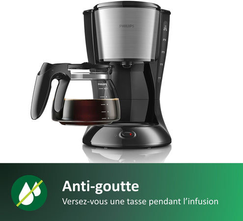 Caffettiera a filtro PHILIPS Daily HD7462 / 20 - Nera e acciaio inox