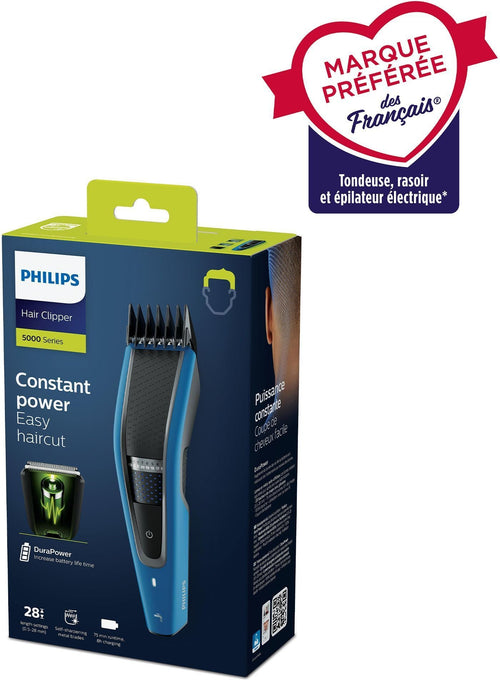 PHILIPS Hair & Beard Trimmer Series 5000 HC5612/15, 3 pettini (2 capelli + 1 barba), tecnologia DualCut