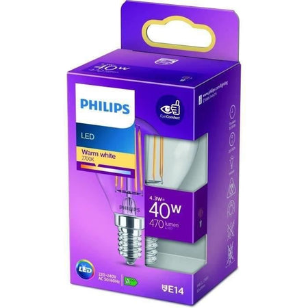 PHILIPS LED Classic 40W Sferico E14 Bianco Caldo Non Dimmerabile