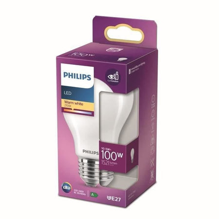 Lampadina LED Philips Equivalente 100W E27 Bianco caldo Non dimmerabile, Plastica
