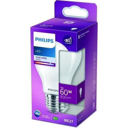 Lampadina LED Philips equivalente 60W E27 bianco freddo non dimmerabile