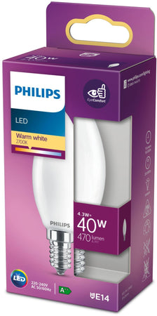 Lampadina LED Philips equivalente 40W B35 E14 bianco caldo non dimmerabile