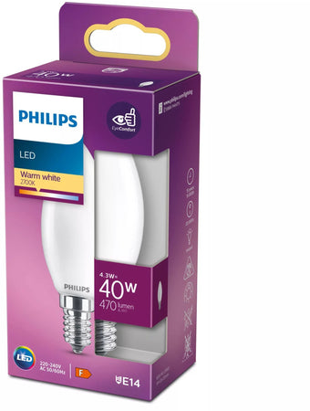 Lampadina LED Philips equivalente 40W B35 E14 bianco caldo non dimmerabile