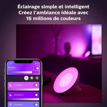 Philips Hue White & Color Ambiance, Bloom, Black, Bluetooth Compatible, lavora con Alexa, Google e HomeKit