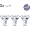 Philips, pacchetto di 3 lampadine GU10 LED 50W, bianco caldo