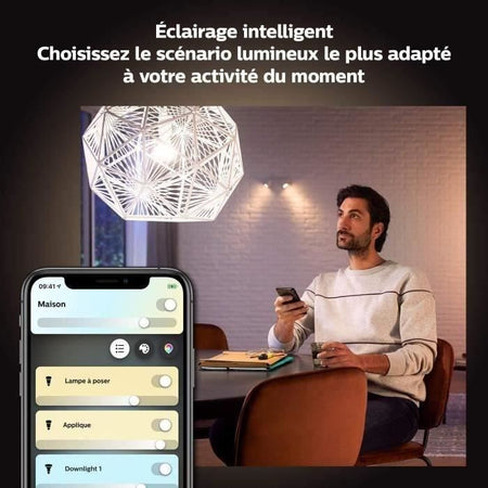 Philips Hue White Ambiance, LED LED LED E27 Equivalente 75W, 1100 Lumen, Bluetooth Compatibile, 2 Pack