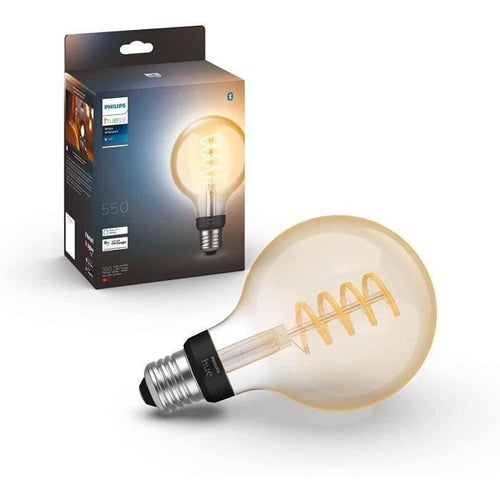 Philips Hue White Ambiance, LED Connected LED E27 Filament G93 Globe, Bluetooth, lavora con Alexa, Google e HomeKit