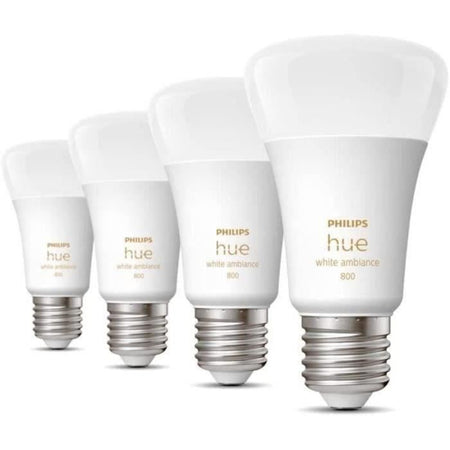 Philips Hue White Ambiance, lampadina LED collegata E27, equivalente 60W, 800 lumen, 4 pacchetto, Bluetooth compatibile