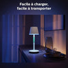 Philips White and Color Ambiance, lampada da tavolo portatile Hue Belle, compatibile Bluetooth, bianca