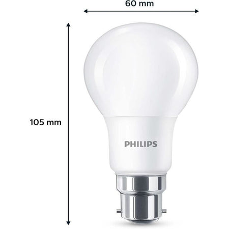 Lampadina LED - PHILIPS - 60 W - B22 - Bianco caldo - Satinato - Non dimmerabile - 3 pezzi
