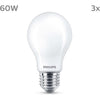 Lampadina LED - PHILIPS - Classica - 60 W - A60 E27 - Bianco caldo - Non dimmerabile x 3