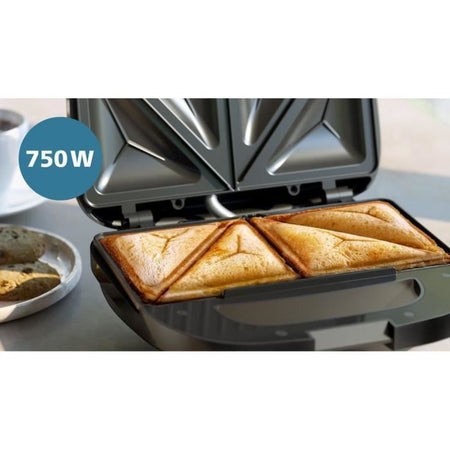 Tostiera - PHILIPS - HD2331/90 - 750 W - Piastre triangolari - Nero