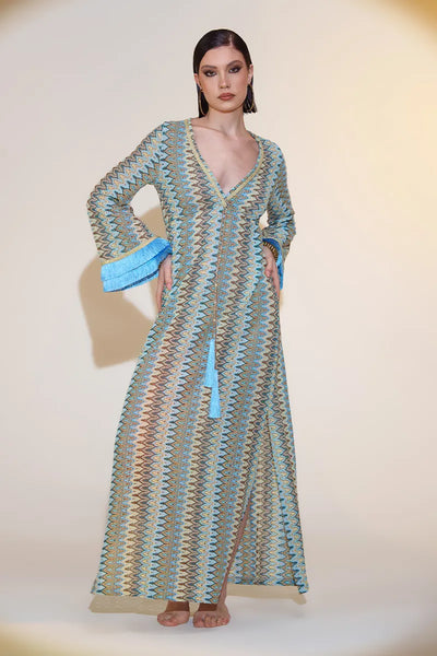 PHO Firenze | Abito lungo con frange e spacchi laterali