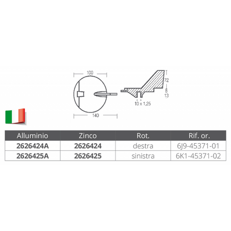 Pinna Sinistra 150-200 Hp Zn