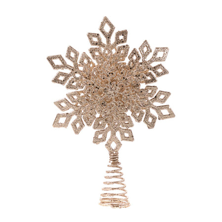 Puntale per albero di Natale a forma di fiore in metallo decorazione natalizia h 31 cm