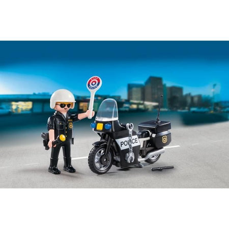PLAYMOBIL - Valigia del motociclista della polizia - Bambino - 13 pezzi - Da 4 anni