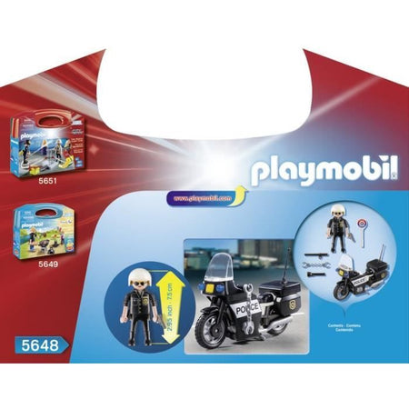 PLAYMOBIL - Valigia del motociclista della polizia - Bambino - 13 pezzi - Da 4 anni