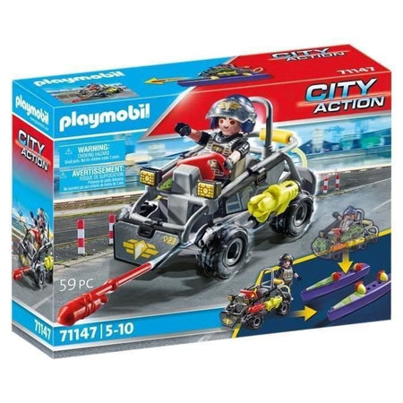 PLAYMOBIL - Quad bandito trasformabile - Ufficiali di polizia - City Action - Unità d'élite