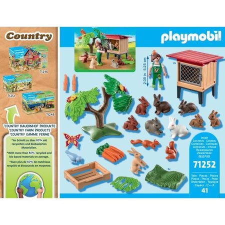 Playmobil - 71252 - Paese The Farm - Child with recincosure e conigli