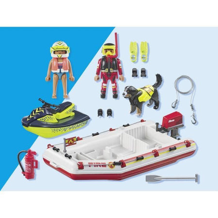 PLAYMOBIL 71464 Motoscafo e moto d'acqua - Action Hereos - Vigili del fuoco - Dai 4 anni in su