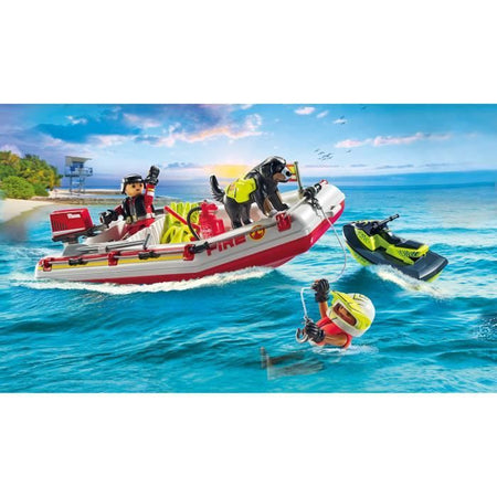 PLAYMOBIL 71464 Motoscafo e moto d'acqua - Action Hereos - Vigili del fuoco - Dai 4 anni in su