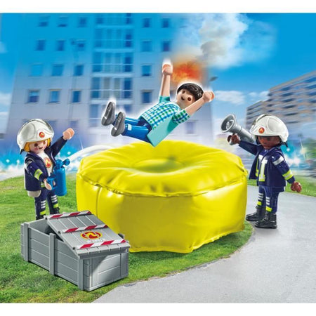 PLAYMOBIL 71465 Pompieri con cuscino di salvataggio - Action Heroes - Pompieri - Dai 4 anni in su