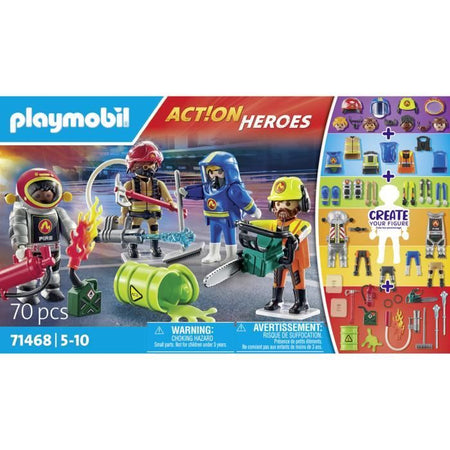 PLAYMOBIL 71468 Le mie figure: lavori rischiosi - con quattro personaggi del campo dei vigili del fuoco - Vigili del fuoco - Dai 5 anni in su
