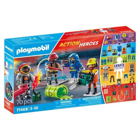 PLAYMOBIL 71468 Le mie figure: lavori rischiosi - con quattro personaggi del campo dei vigili del fuoco - Vigili del fuoco - Dai 5 anni in su