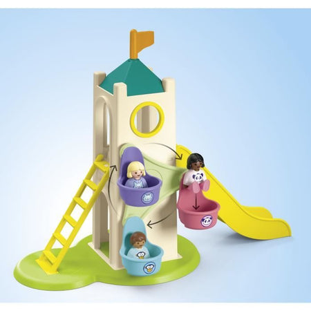 PLAYMOBIL Junior 71703 Parco giochi con scivolo gigante Include cinque personaggi, scivolo e accessori - Da 1 anno in su