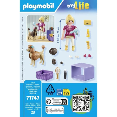 PLAYMOBIL 71747 Toelettatore con barboncino e accessori, My Life, 23 pezzi, dai 4 anni in su