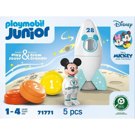 PLAYMOBIL Junior 71771 Topolino astronauta con il suo razzo, Disney, 5 pezzi, Dai 12 mesi